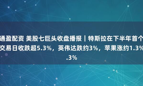 通盈配资 美股七巨头收盘播报｜特斯拉在下半年首个交易日收跌超5.3%，英伟达跌约3%，苹果涨约1.3%