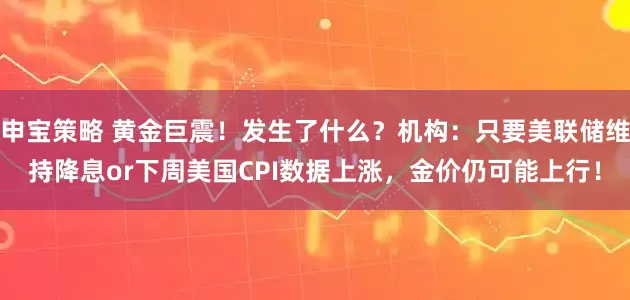 申宝策略 黄金巨震！发生了什么？机构：只要美联储维持降息or下周美国CPI数据上涨，金价仍可能上行！